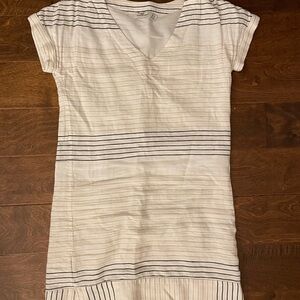 Vineyard Vines Cream Striped Cotton/Linen Dress